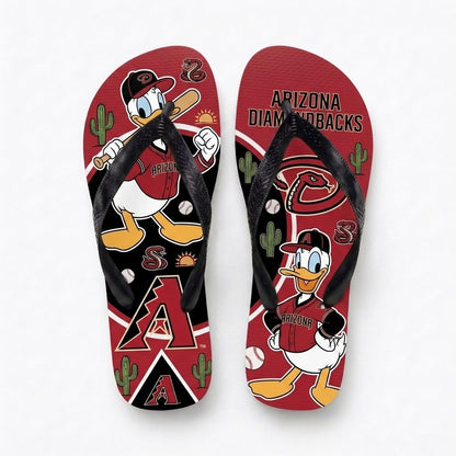 Cartoon Duck Baseball Flip Flops, Sport Fan Sandals | 30 Teams Available