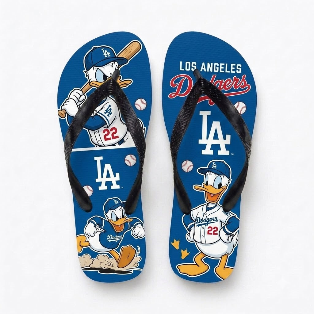 Cartoon Duck Baseball Flip Flops, Sport Fan Sandals | 30 Teams Available