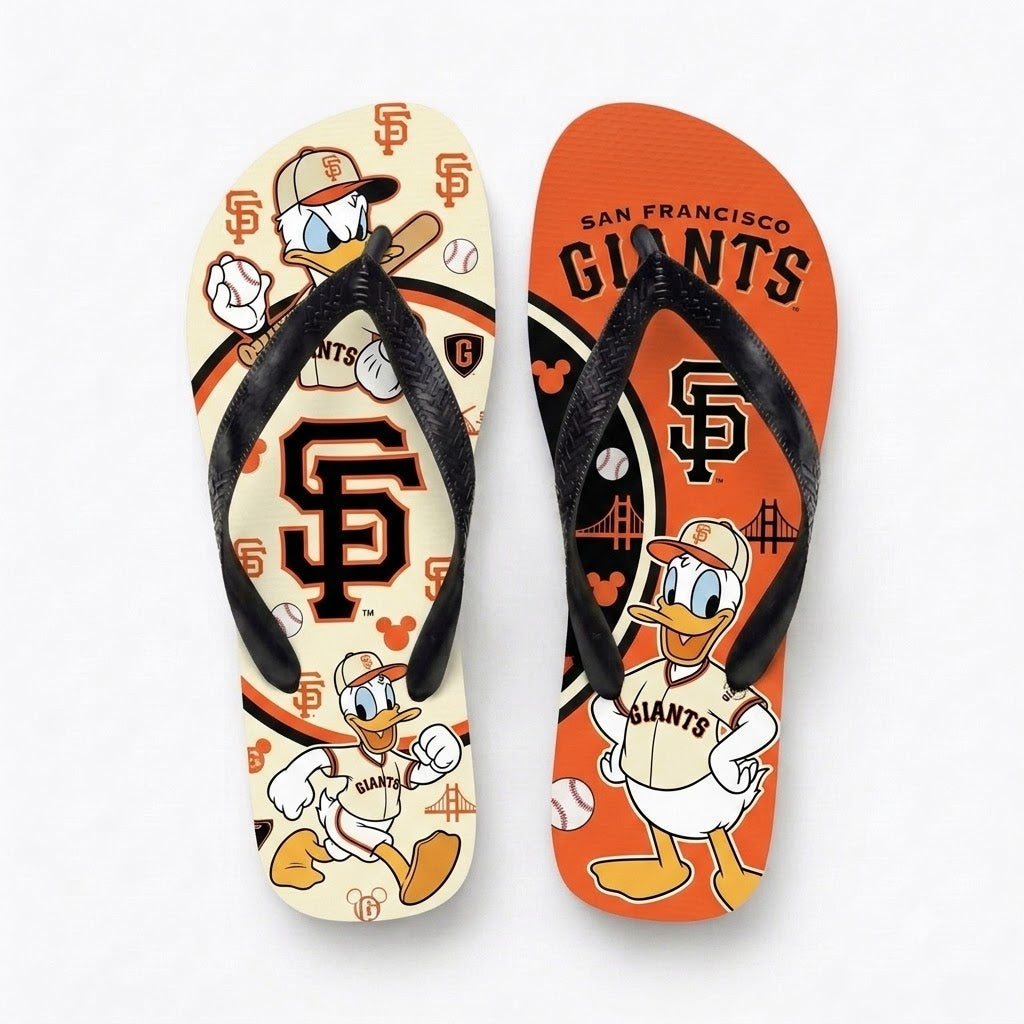 Cartoon Duck Baseball Flip Flops, Sport Fan Sandals | 30 Teams Available