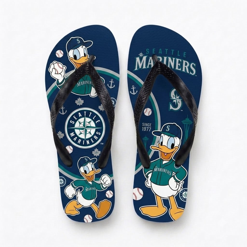 Cartoon Duck Baseball Flip Flops, Sport Fan Sandals | 30 Teams Available