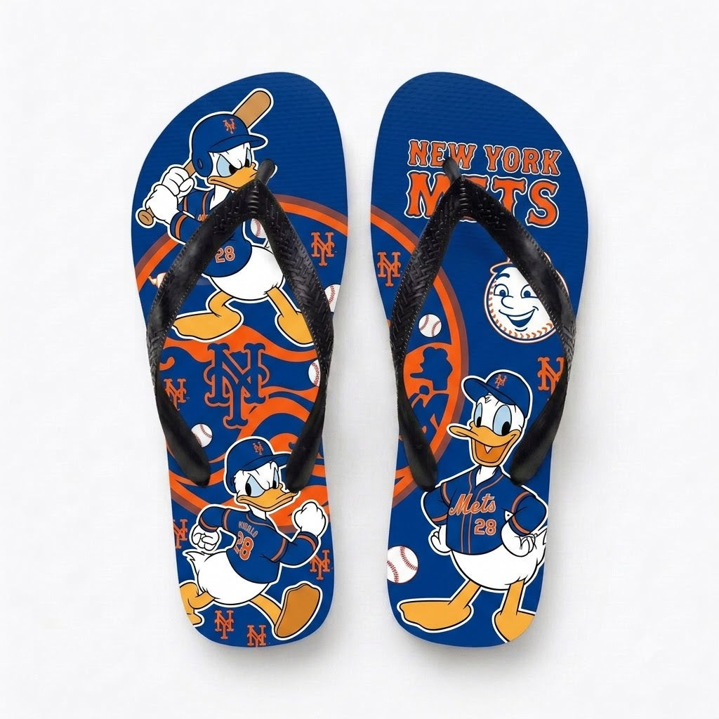 Cartoon Duck Baseball Flip Flops, Sport Fan Sandals | 30 Teams Available