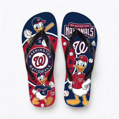 Cartoon Duck Baseball Flip Flops, Sport Fan Sandals | 30 Teams Available