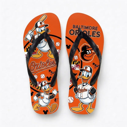 Cartoon Duck Baseball Flip Flops, Sport Fan Sandals | 30 Teams Available