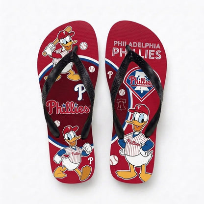 Cartoon Duck Baseball Flip Flops, Sport Fan Sandals | 30 Teams Available