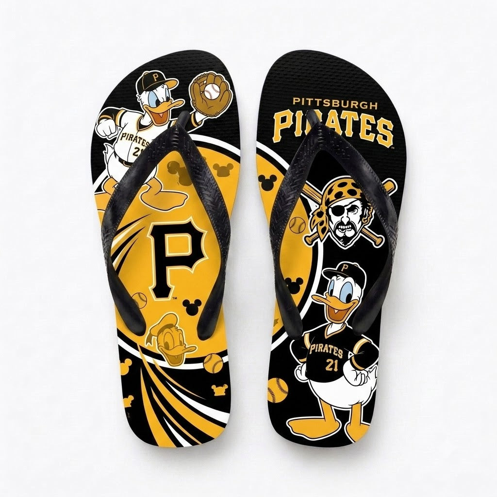 Cartoon Duck Baseball Flip Flops, Sport Fan Sandals | 30 Teams Available