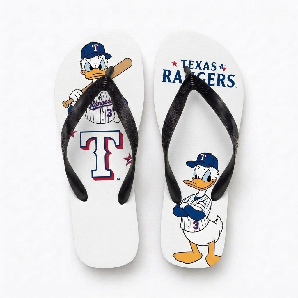 Cartoon Duck Baseball Flip Flops, Sport Fan Sandals | 30 Teams Available