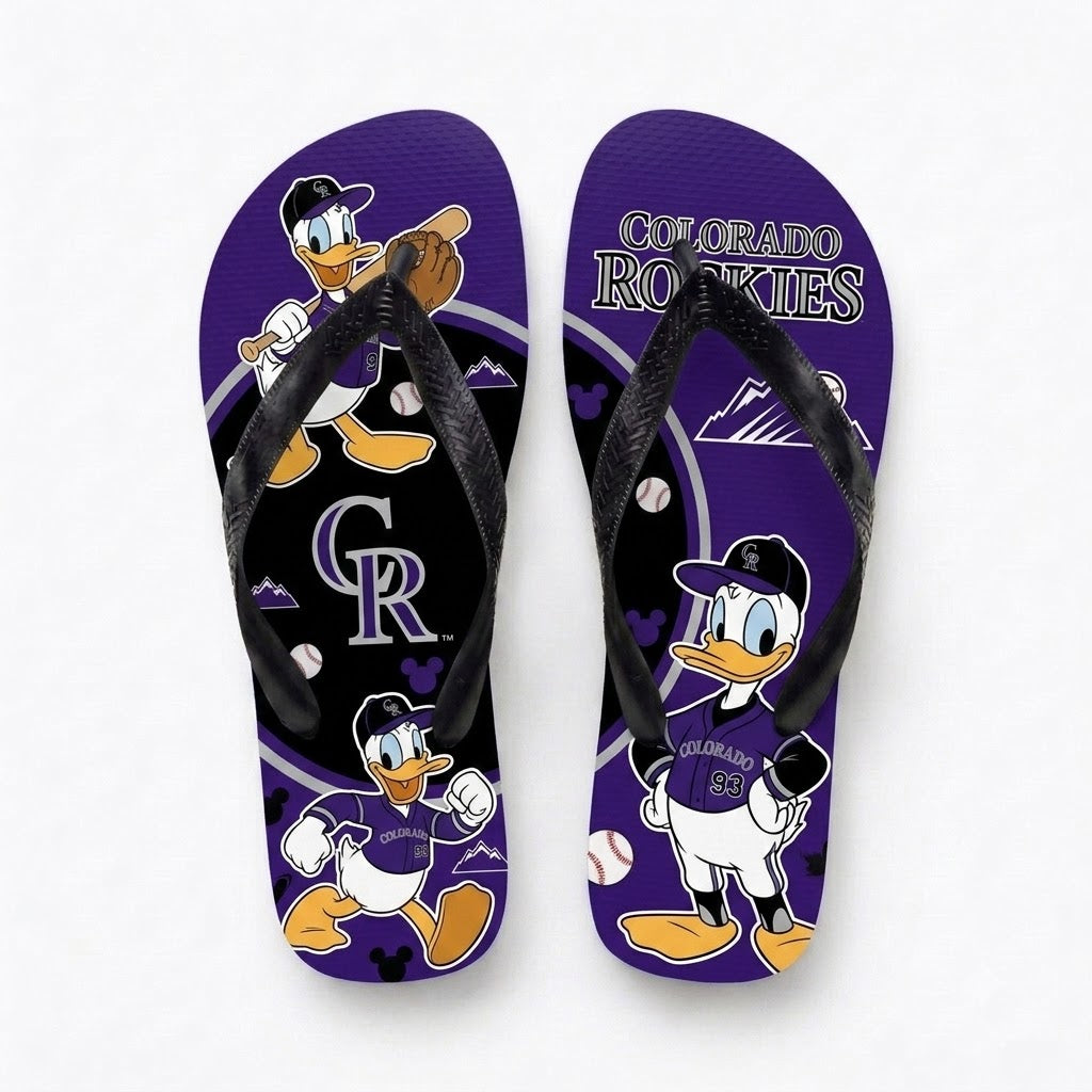 Cartoon Duck Baseball Flip Flops, Sport Fan Sandals | 30 Teams Available