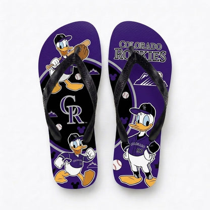 Cartoon Duck Baseball Flip Flops, Sport Fan Sandals | 30 Teams Available