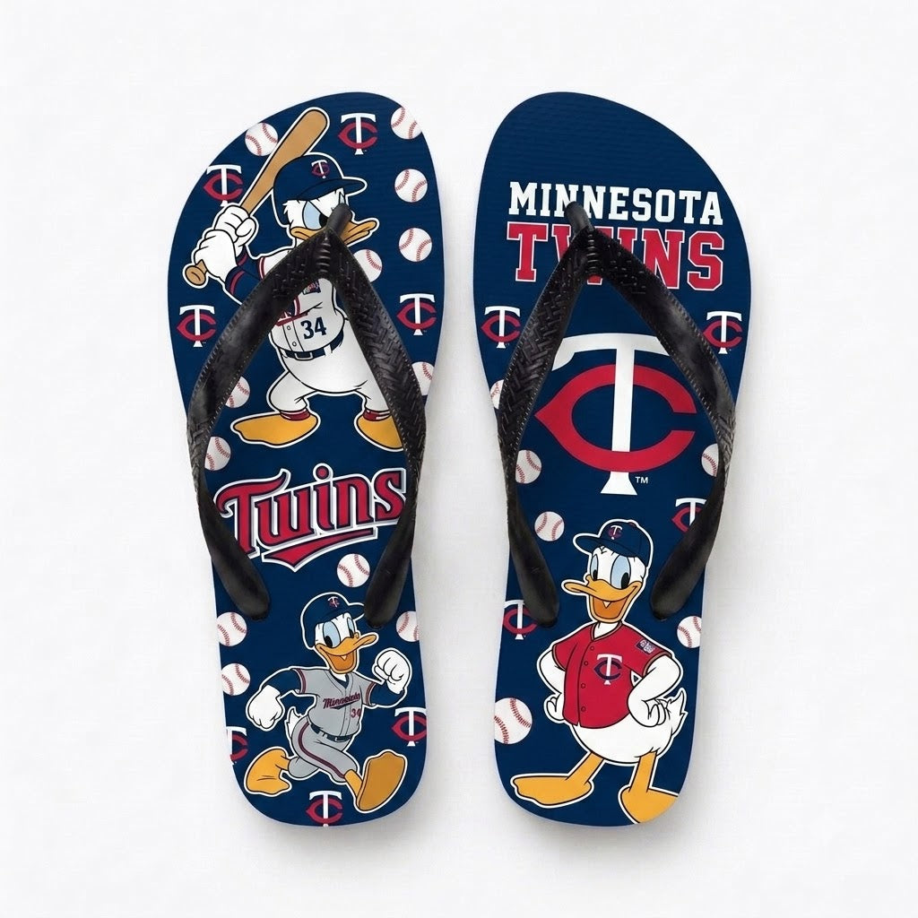 Cartoon Duck Baseball Flip Flops, Sport Fan Sandals | 30 Teams Available