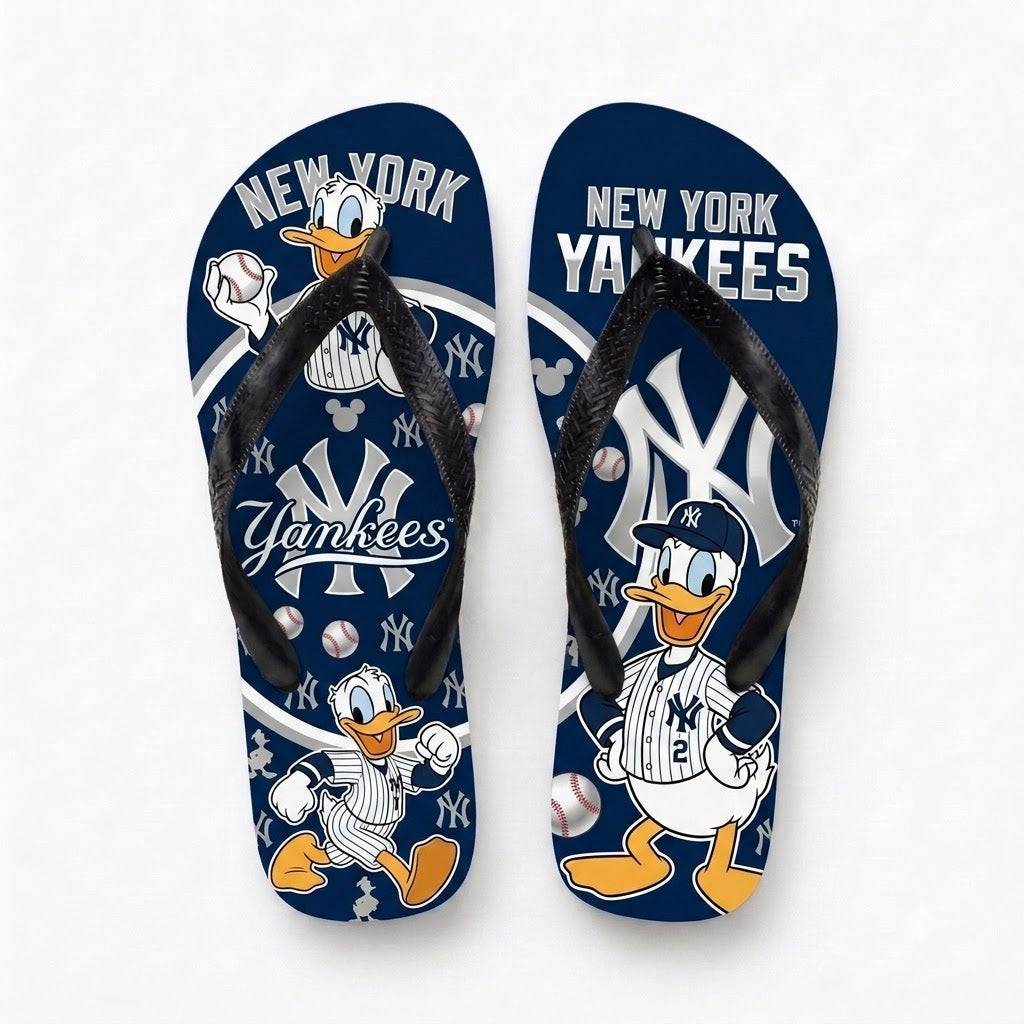 Cartoon Duck Baseball Flip Flops, Sport Fan Sandals | 30 Teams Available