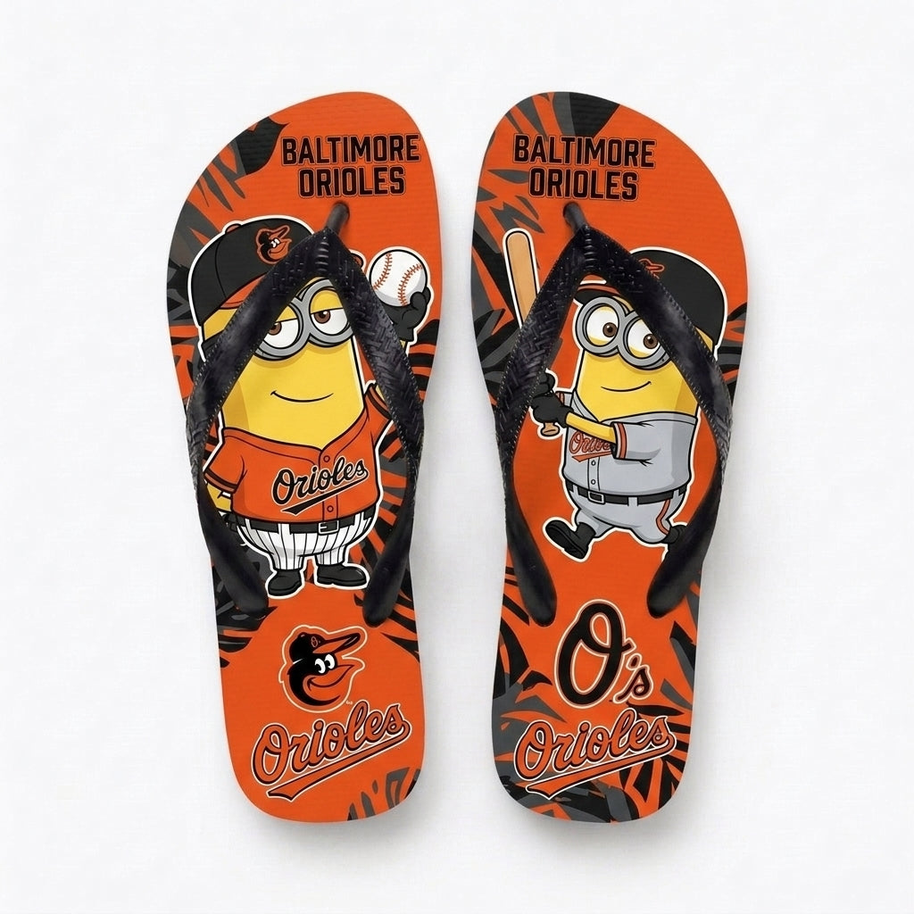 Cartoon Yellow Character Baseball Flip Flops, Sport Fan Sandals | 30 Teams Available