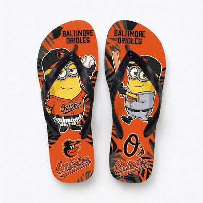 Cartoon Yellow Character Baseball Flip Flops, Sport Fan Sandals | 30 Teams Available
