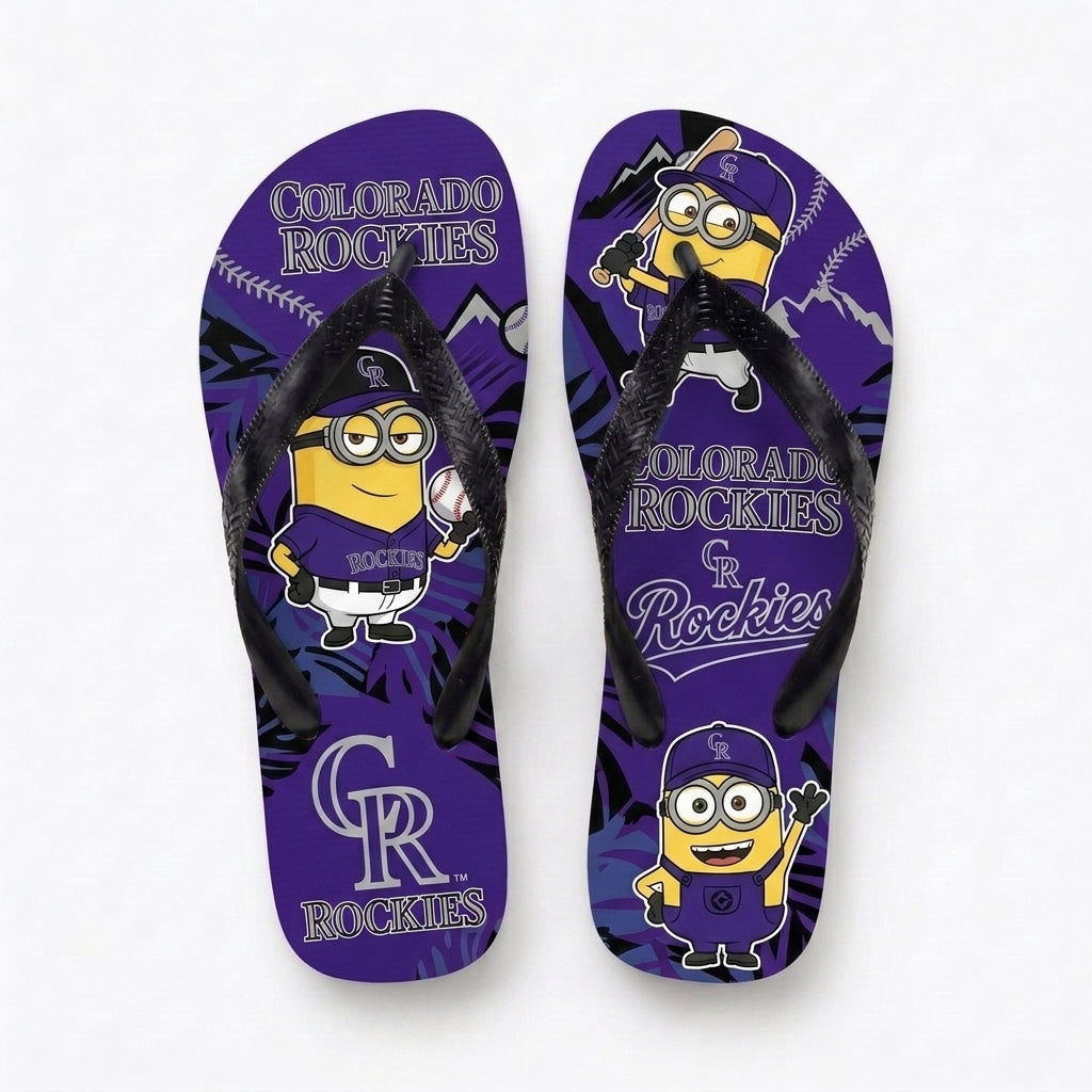 Cartoon Yellow Character Baseball Flip Flops, Sport Fan Sandals | 30 Teams Available