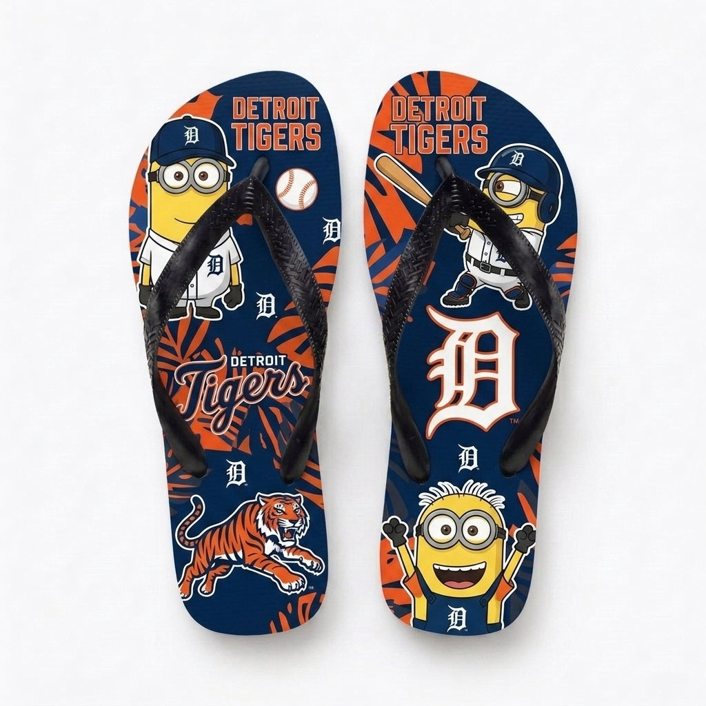 Cartoon Yellow Character Baseball Flip Flops, Sport Fan Sandals | 30 Teams Available