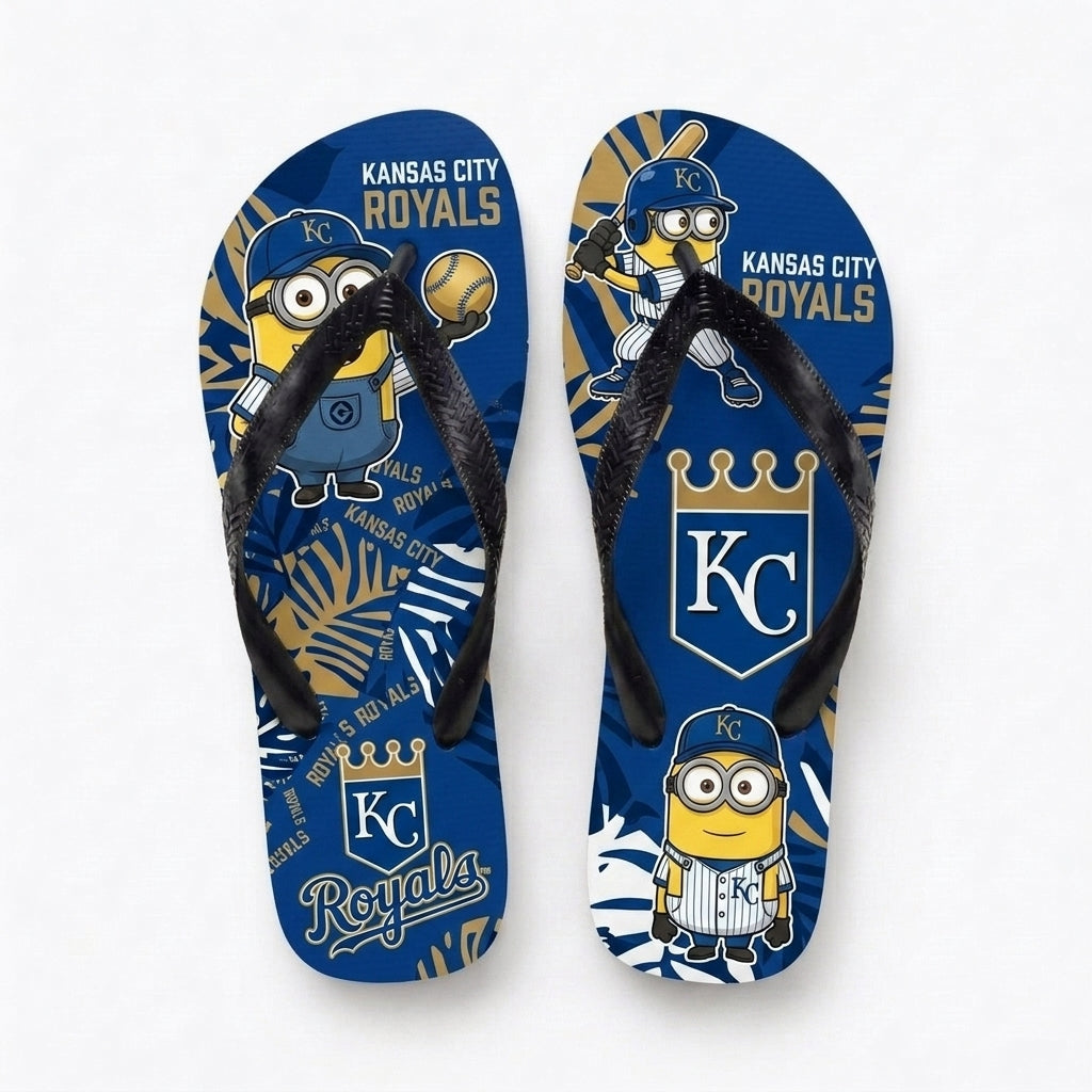 Cartoon Yellow Character Baseball Flip Flops, Sport Fan Sandals | 30 Teams Available