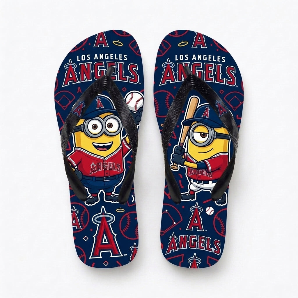 Cartoon Yellow Character Baseball Flip Flops, Sport Fan Sandals | 30 Teams Available