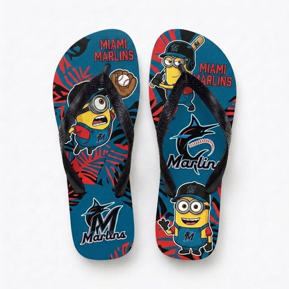 Cartoon Yellow Character Baseball Flip Flops, Sport Fan Sandals | 30 Teams Available