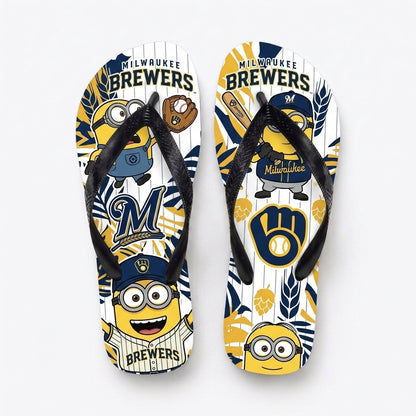 Cartoon Yellow Character Baseball Flip Flops, Sport Fan Sandals | 30 Teams Available