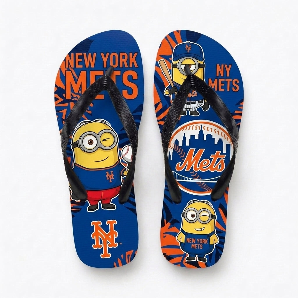 Cartoon Yellow Character Baseball Flip Flops, Sport Fan Sandals | 30 Teams Available