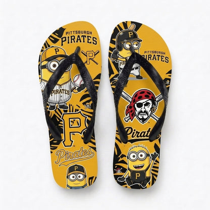 Cartoon Yellow Character Baseball Flip Flops, Sport Fan Sandals | 30 Teams Available