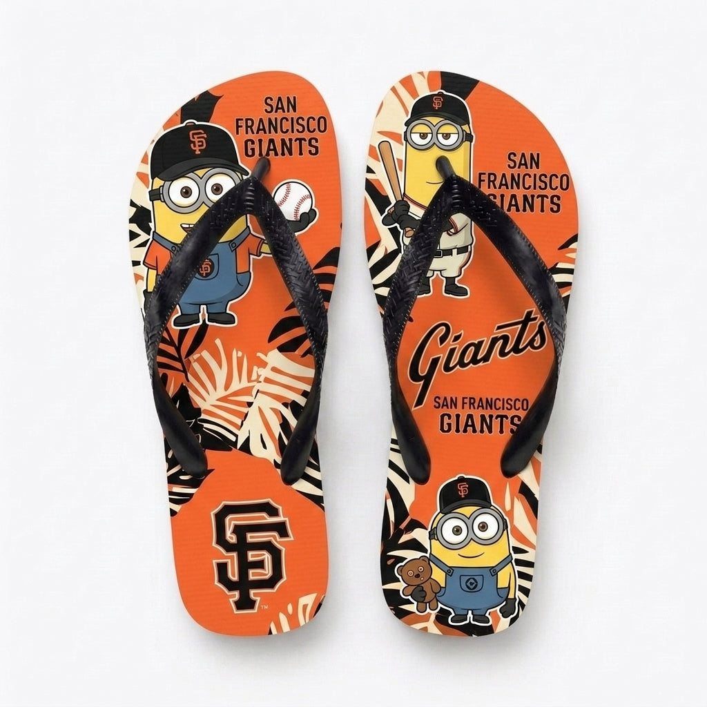 Cartoon Yellow Character Baseball Flip Flops, Sport Fan Sandals | 30 Teams Available