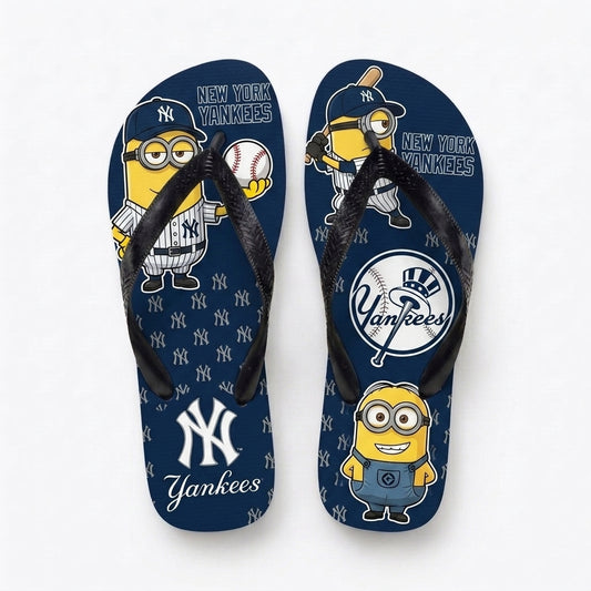 Cartoon Yellow Character Baseball Flip Flops, Sport Fan Sandals | 30 Teams Available