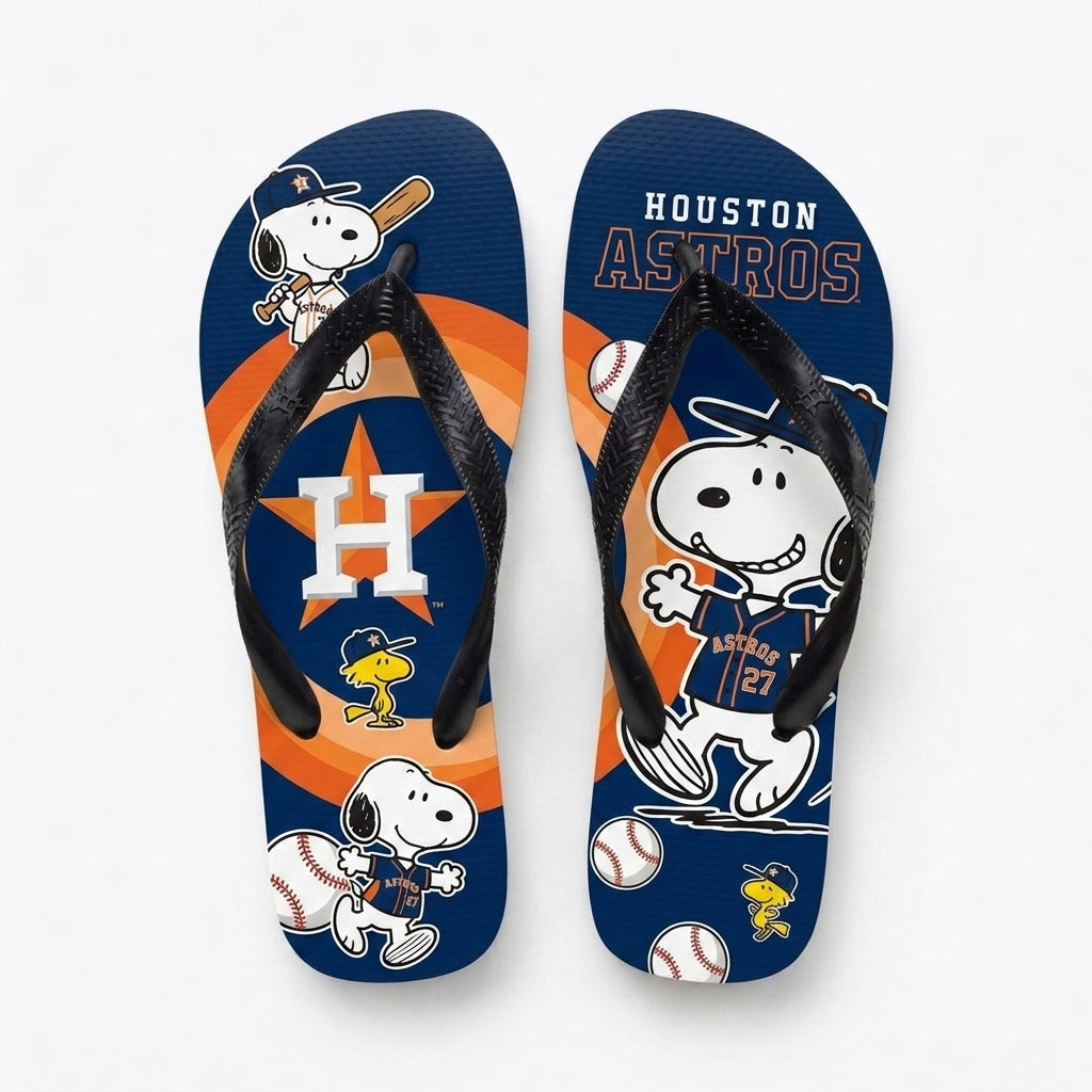 Cartoon Beagle Baseball Flip Flops, Sport Fan Sandals | 30 Teams Available