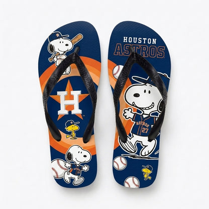 Cartoon Beagle Baseball Flip Flops, Sport Fan Sandals | 30 Teams Available