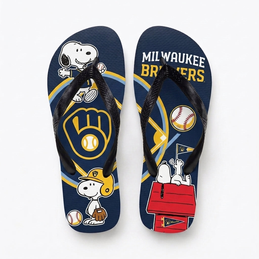 Cartoon Beagle Baseball Flip Flops, Sport Fan Sandals | 30 Teams Available