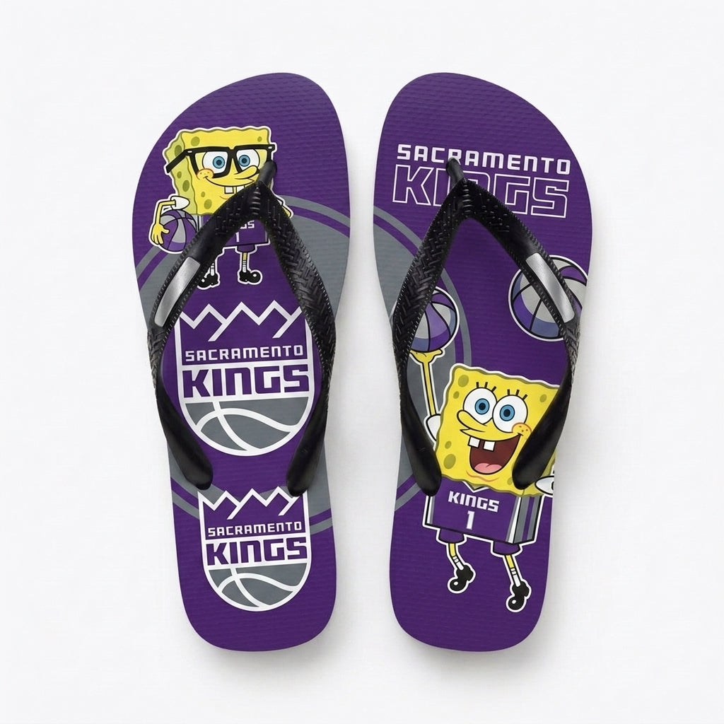 Funny Sponge Basketball Flip Flops, Sport Fan Beach Sandals | 30 Teams Available