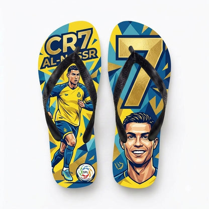 Portugal No.7 Football Legend Flip Flops, Special Edition Summer Beach Soccer Fan Sandals