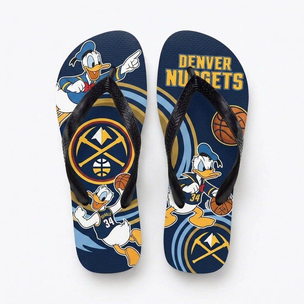 Cartoon Duck Basketball Flip Flops, Sport Fan Sandals | 30 Teams Available