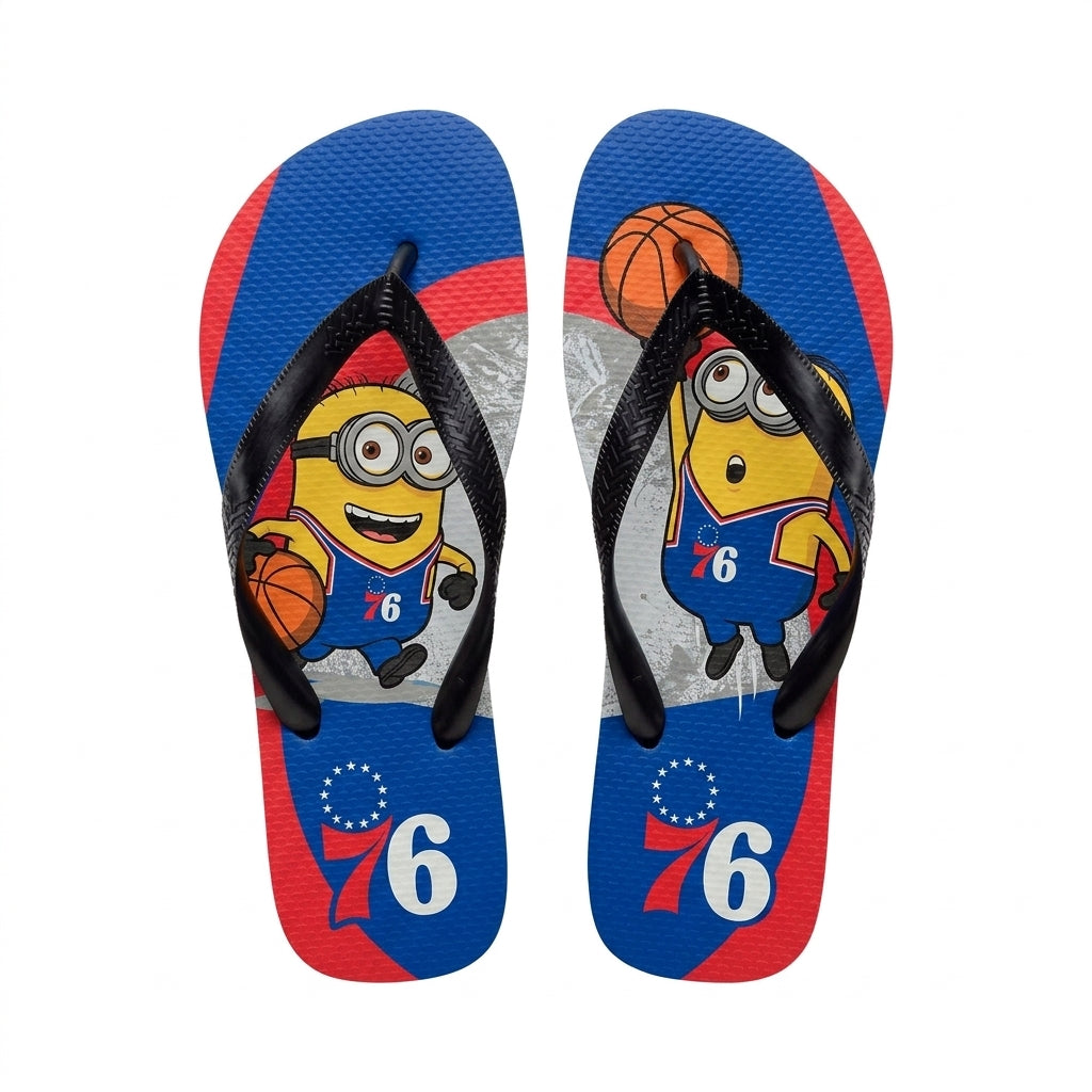 Cartoon Yellow Character Basketball Flip Flops, Sport Fan Sandals | 30 Teams Available