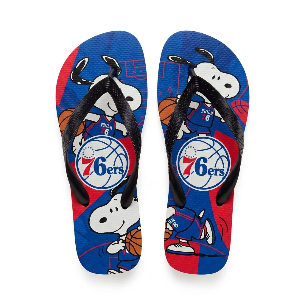 Cartoon Beagle Basketball Flip Flops, Sport Fan Sandals | 30 Teams Available