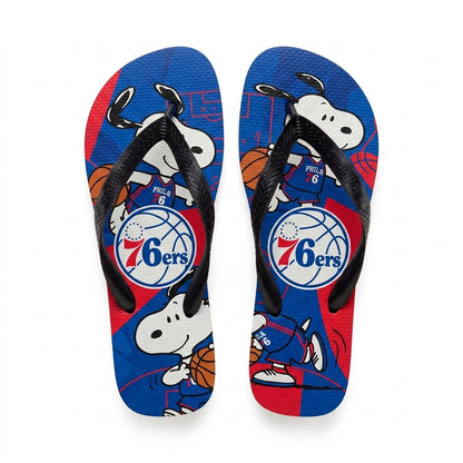 Cartoon Beagle Basketball Flip Flops, Sport Fan Sandals | 30 Teams Available