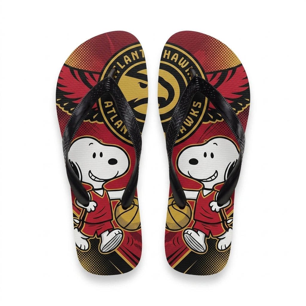 Cartoon Beagle Basketball Flip Flops, Sport Fan Sandals | 30 Teams Available