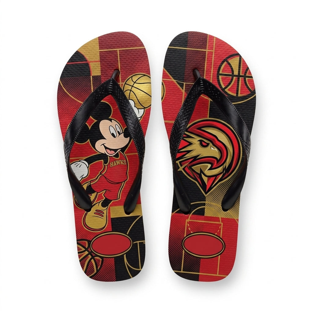 Cartoon Mouse Basketball Flip Flops, Sport Fan Sandals | 30 Teams Available