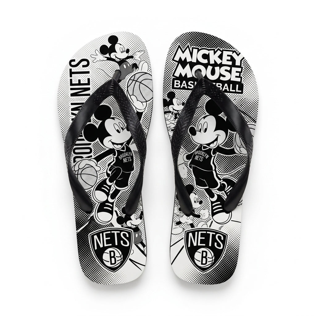 Cartoon Mouse Basketball Flip Flops, Sport Fan Sandals | 30 Teams Available