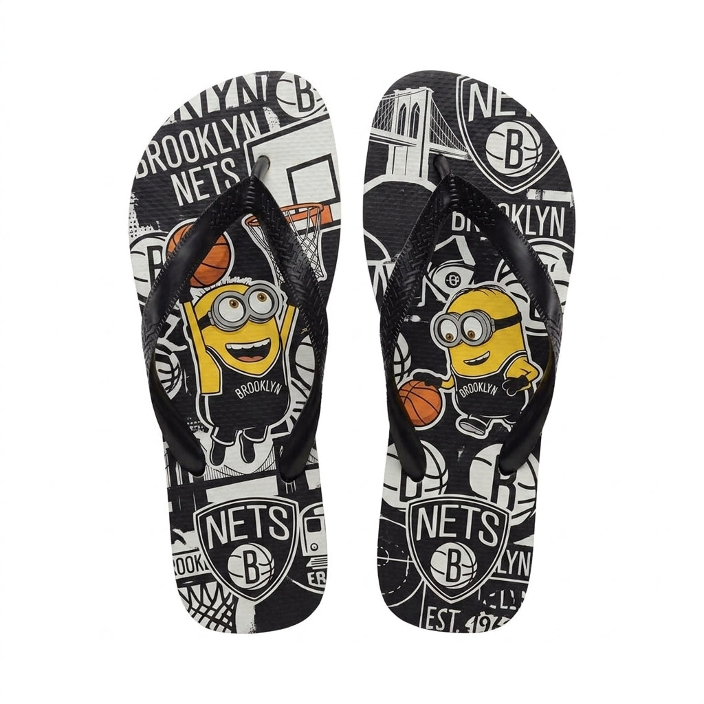 Cartoon Yellow Character Basketball Flip Flops, Sport Fan Sandals | 30 Teams Available