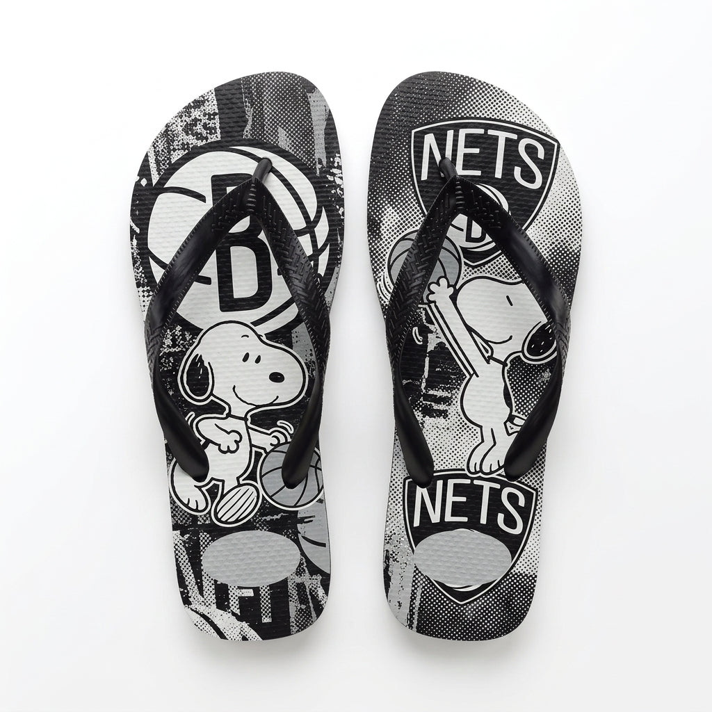 Cartoon Beagle Basketball Flip Flops, Sport Fan Sandals | 30 Teams Available