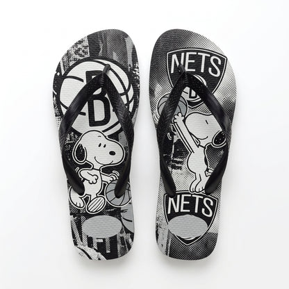 Cartoon Beagle Basketball Flip Flops, Sport Fan Sandals | 30 Teams Available