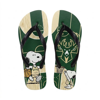 Cartoon Beagle Basketball Flip Flops, Sport Fan Sandals | 30 Teams Available