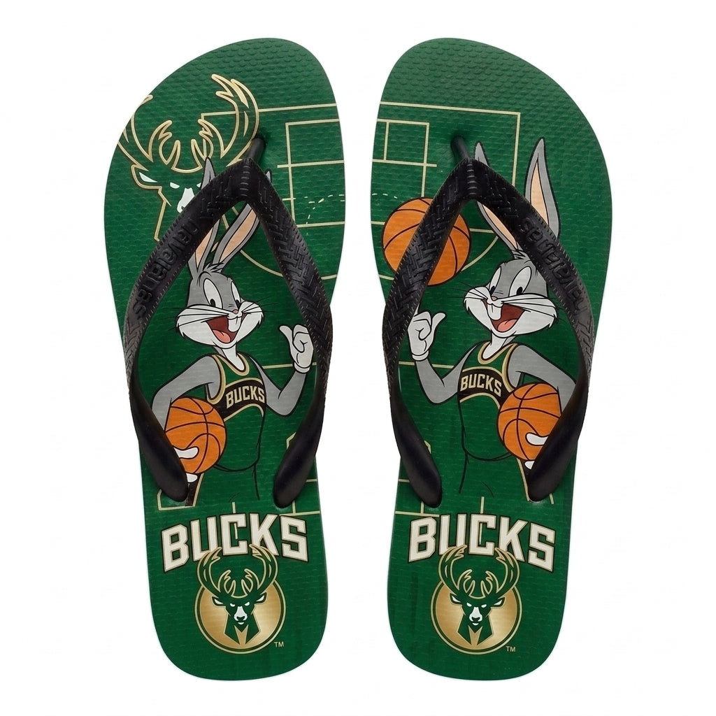 Cartoon Beagle Basketball Flip Flops, Sport Fan Sandals | 30 Teams Available