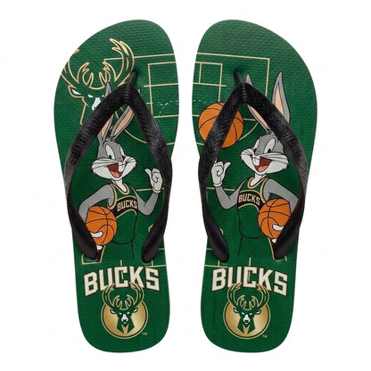 Cartoon Beagle Basketball Flip Flops, Sport Fan Sandals | 30 Teams Available