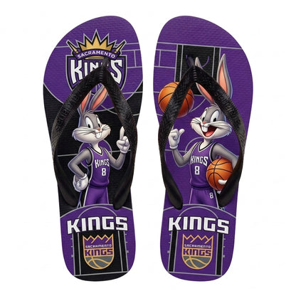 Cartoon Beagle Basketball Flip Flops, Sport Fan Sandals | 30 Teams Available