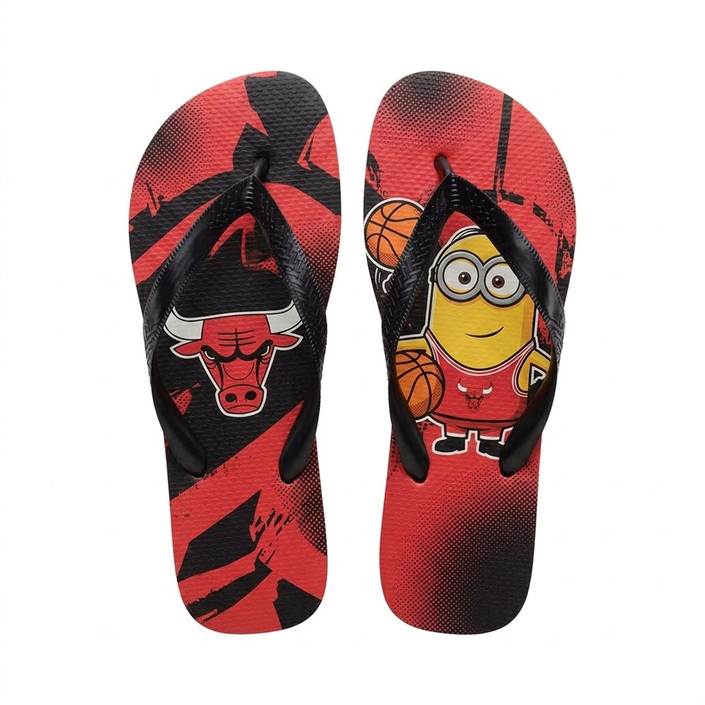Cartoon Yellow Character Basketball Flip Flops, Sport Fan Sandals | 30 Teams Available