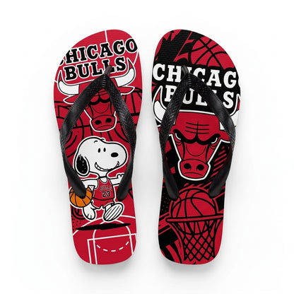 Cartoon Beagle Basketball Flip Flops, Sport Fan Sandals | 30 Teams Available