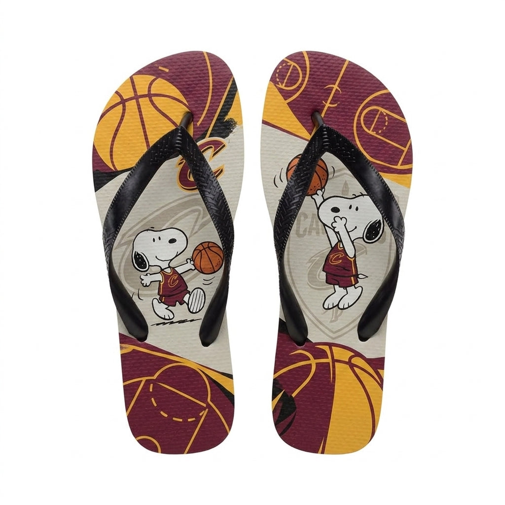 Cartoon Beagle Basketball Flip Flops, Sport Fan Sandals | 30 Teams Available