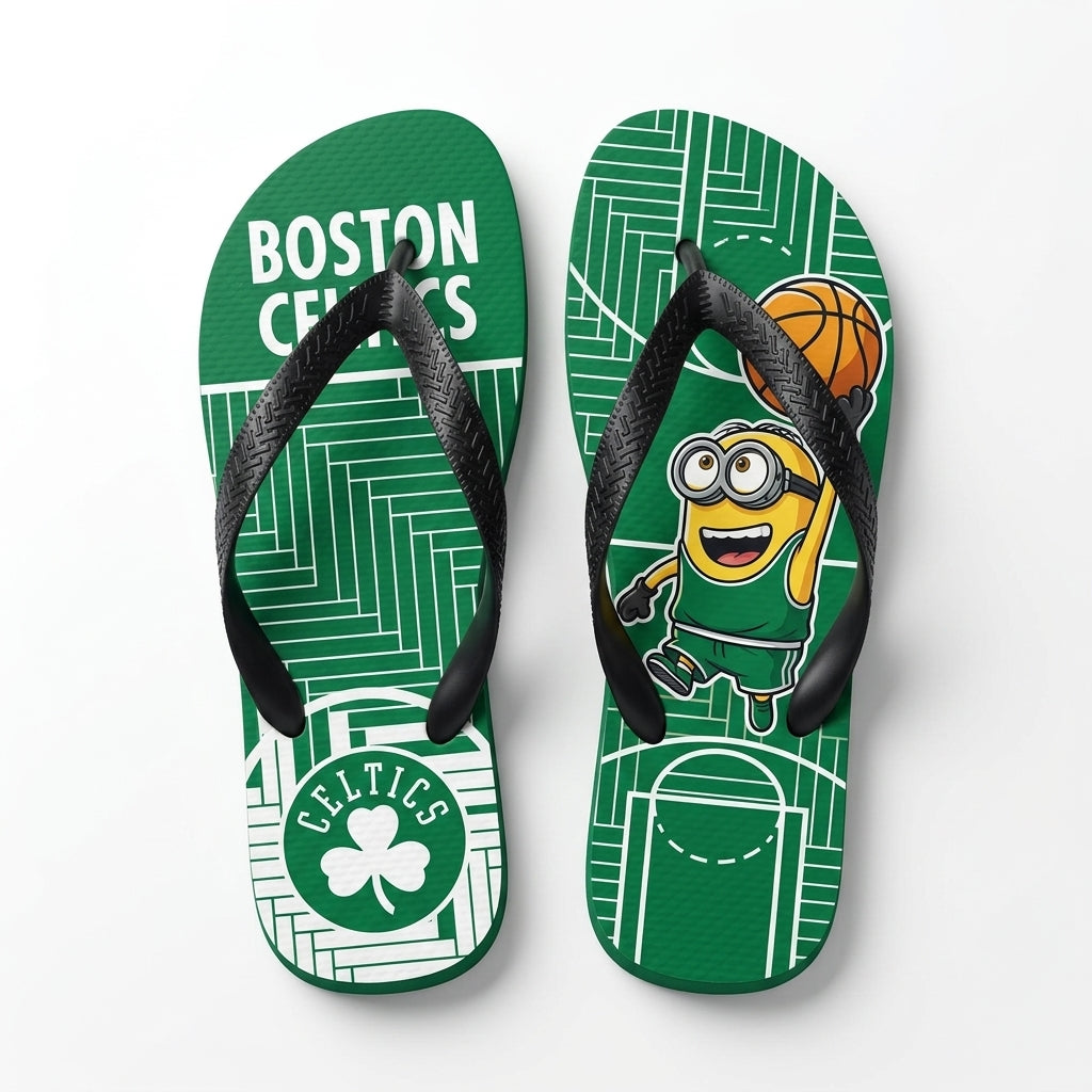 Cartoon Yellow Character Basketball Flip Flops, Sport Fan Sandals | 30 Teams Available