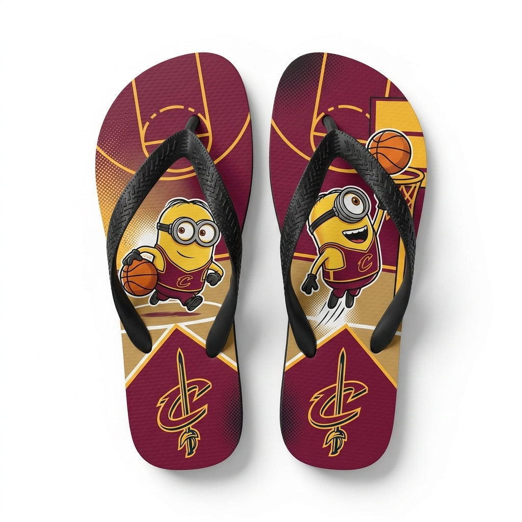 Cartoon Yellow Character Basketball Flip Flops, Sport Fan Sandals | 30 Teams Available